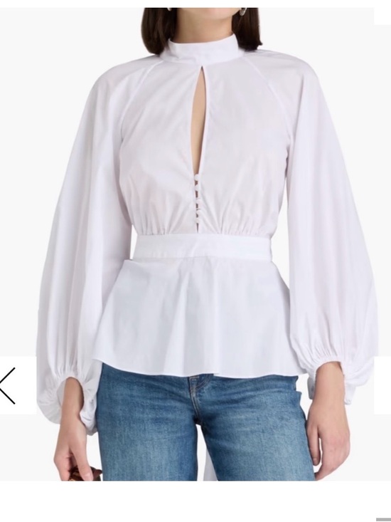 STAUD Tops - STAUD White Peplum Long-Sleeve Blouse